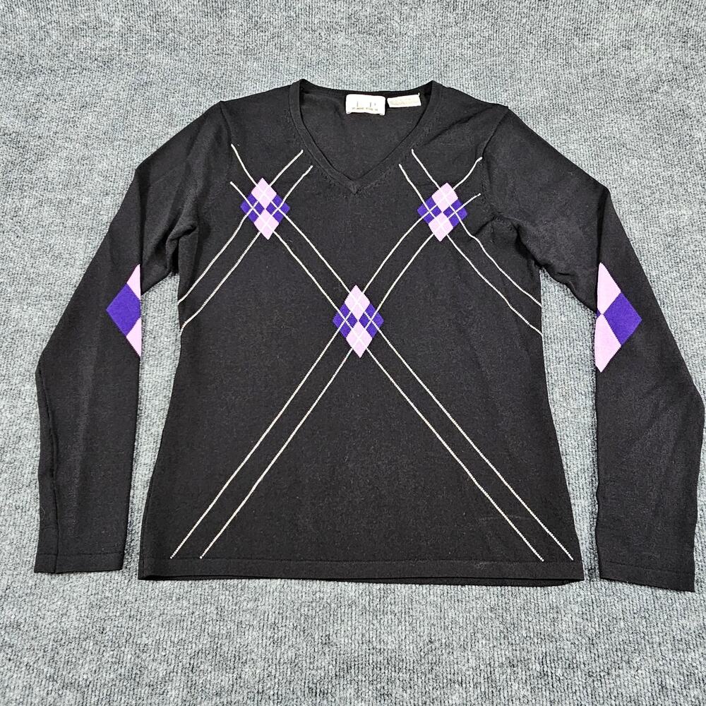 EP Golf Shirt Sweater Womens Size Small Petite Black Purple